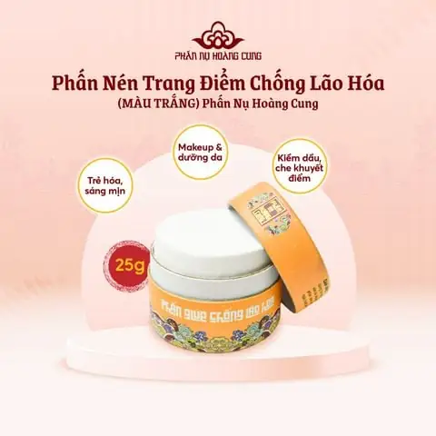 Phấn Nén Trang Điểm Chống Lão Hóa Cho Làn Da Sáng Mịn 25g (màu Trắng) - Phấn Nụ Hoàng Cung