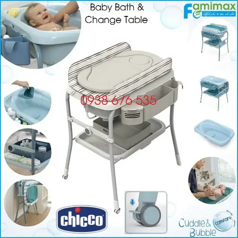 Thau Tắm Và Kệ Thay Đồ Cho Bé Chicco Cuddle And Bubble Thau Tắm Và Kệ Thay Đồ Cho Bé Chicco Cuddle And Bubble