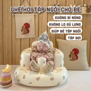 Ghế hơi tập ngồi cho bé Playing ghế ngồi tập ăn dặm bơm hơi tự động phong cách Hàn Quốc chống ngã cao cấp