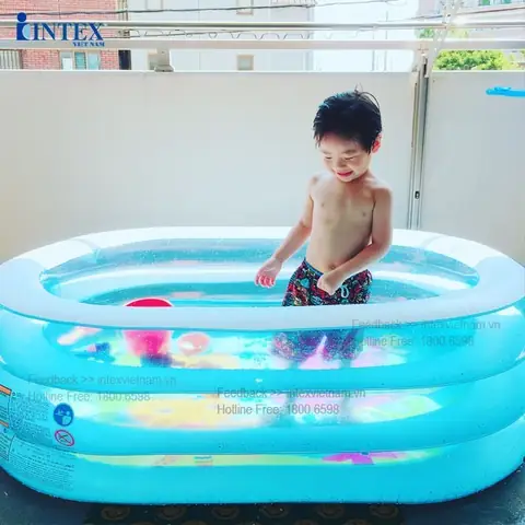 10. Bể Bơi Phao 3 Tầng Intex Hình Oval 57482 (163*107cm) - Bể Bơi Cho Bé 1 Tuổi
