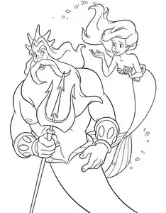 Tranh Tô Màu Nàng Tiên Cá Ariel Và Bố Neptune