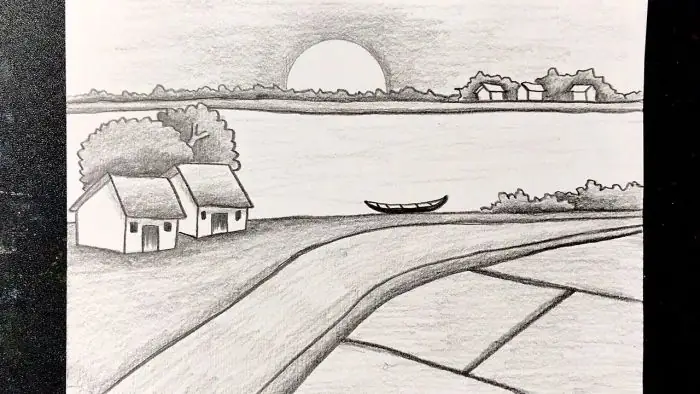 Tranh Vẽ Phong Cảnh Làng Quê Bằng Bút Chì Đơn Giản Nhưng Mang Vẻ Đẹp Tinh Tế, Đậm Chất Quê Hương. Tranh Vẽ Phong Cảnh Làng Quê Bằng Bút Chì Đơn Giản Nhưng Mang Vẻ Đẹp Tinh Tế, Đậm Chất Quê Hương.