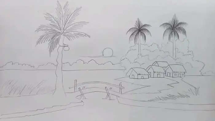 Tranh Vẽ Phong Cảnh Làng Quê Bằng Bút Chì Đơn Giản Nhưng Mang Vẻ Đẹp Tinh Tế, Đậm Chất Quê Hương. Tranh Vẽ Phong Cảnh Làng Quê Bằng Bút Chì Đơn Giản Nhưng Mang Vẻ Đẹp Tinh Tế, Đậm Chất Quê Hương.