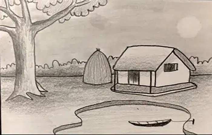 Tranh Vẽ Phong Cảnh Làng Quê Bằng Bút Chì Đơn Giản Nhưng Mang Vẻ Đẹp Tinh Tế, Đậm Chất Quê Hương. Tranh Vẽ Phong Cảnh Làng Quê Bằng Bút Chì Đơn Giản Nhưng Mang Vẻ Đẹp Tinh Tế, Đậm Chất Quê Hương.