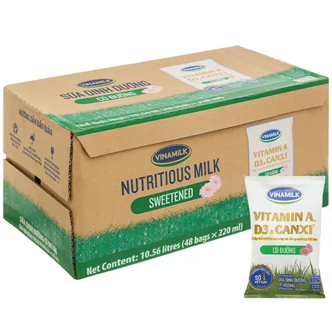 Thùng 48 Bịch Sữa Dinh Dưỡng Vinamilk Có Đường 220ml | Sữa ... Thùng 48 Bịch Sữa Dinh Dưỡng Vinamilk Có Đường 220ml | Sữa ...