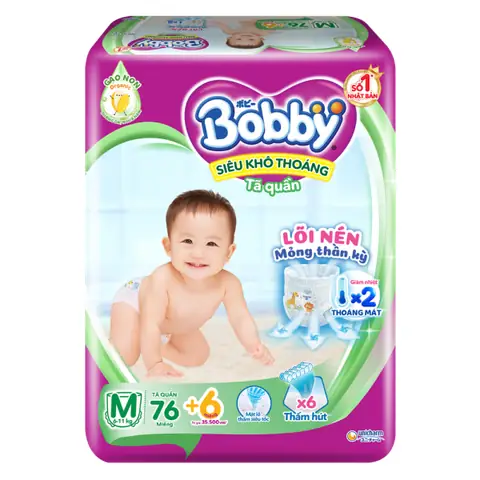 Bỉm Bobby Size M 76 Miếng
