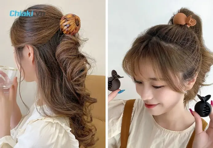 17. Cách Búi Tóc Bằng Kẹp Tròn