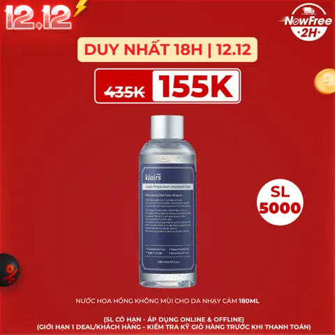 Nước Hoa Hồng Klairs Không Mùi Cho Da Nhạy Cảm 180ml Nước Hoa Hồng Klairs Không Mùi Cho Da Nhạy Cảm 180ml