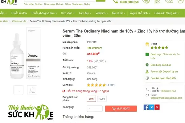 Địa Chỉ Mua Serum The Ordinary Niacinamide 10% + Zinc 1% Chính Hãng, Giá Tốt Địa Chỉ Mua Serum The Ordinary Niacinamide 10% + Zinc 1% Chính Hãng, Giá Tốt