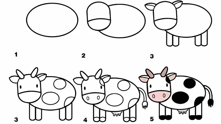 Cách Vẽ Bò Sữa Cho Bé
