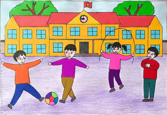 Hình Ảnh Cho Cách Vẽ Ngôi Trường Tiểu Học: