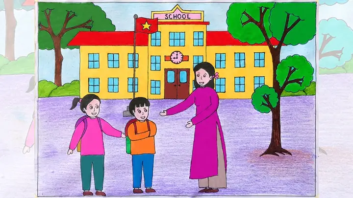 Hình Ảnh Cho Cách Vẽ Ngôi Trường Tiểu Học: