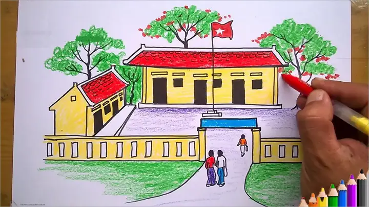 Hình Ảnh Cho Cách Vẽ Ngôi Trường Tiểu Học: