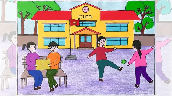 Hình Ảnh Cho Cách Vẽ Ngôi Trường Tiểu Học: