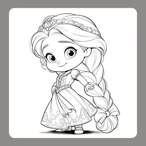 Tranh Tô Màu Công Chúa Tóc Mây