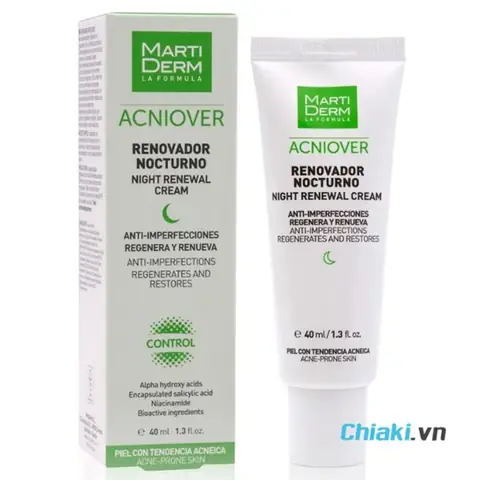 Kem Tái Tạo Da Dầu Mụn Ban Đêm Martiderm Acniover Night Renewal Cream