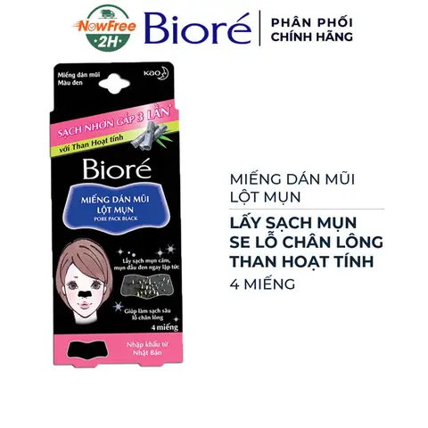 Miếng Dán Mũi Lột Mụn Bioré Than Hoạt Tính (4 Miếng)