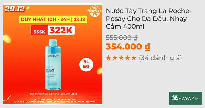 Nước Tẩy Trang La Roche-posay Cho Da Dầu, Nhạy Cảm 400ml ...