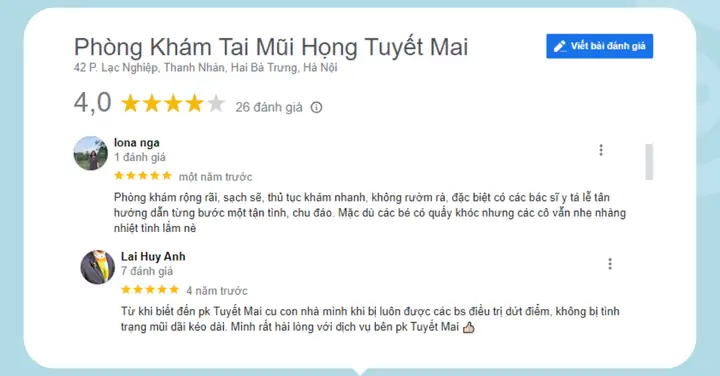Phòng Khám Tai Mũi Họng Tuyết Mai Phòng Khám Tai Mũi Họng Tuyết Mai