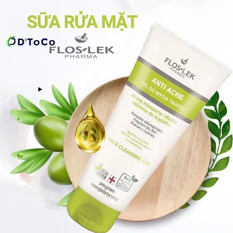 Sửa Rửa Mặt Floslek Cho Da Nhờn Mụn Anti Acne Bacterial Face Cleansing Gel 200ml