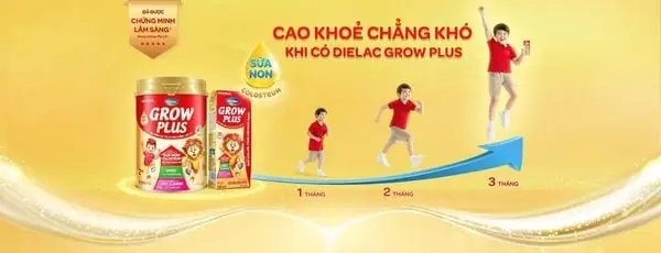 Sữa Dielac Grow Plus Cao Khỏe Chẳng Khó Mỗi Ngày