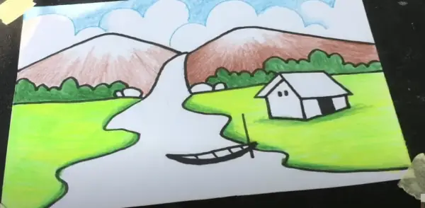 Cách 1: Hướng Dẫn Vẽ Tranh Phong Cảnh Thác Nước Đơn Giản Mà Đẹp Cho Học Sinh Lớp 8