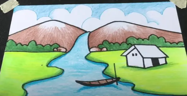 Cách 1: Hướng Dẫn Vẽ Tranh Phong Cảnh Thác Nước Đơn Giản Mà Đẹp Cho Học Sinh Lớp 8