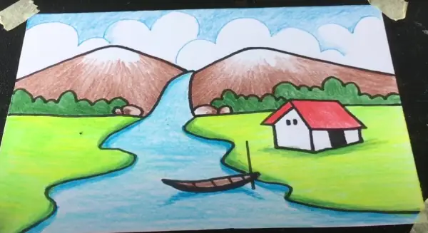 Cách 1: Hướng Dẫn Vẽ Tranh Phong Cảnh Thác Nước Đơn Giản Mà Đẹp Cho Học Sinh Lớp 8