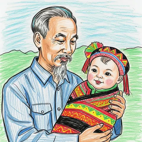 Những Bức Tranh Vẽ Bác Hồ Với Thiếu Nhi Đẹp Và Cảm Động