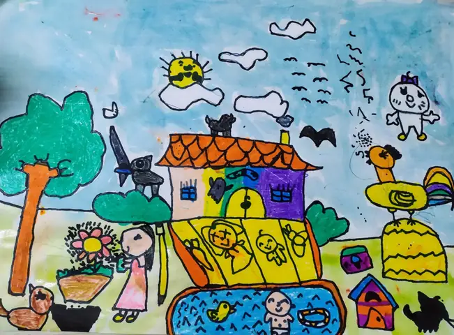 Hình Ảnh Cho Tranh Vẽ Ngôi Trường Mầm Non Của Bé: