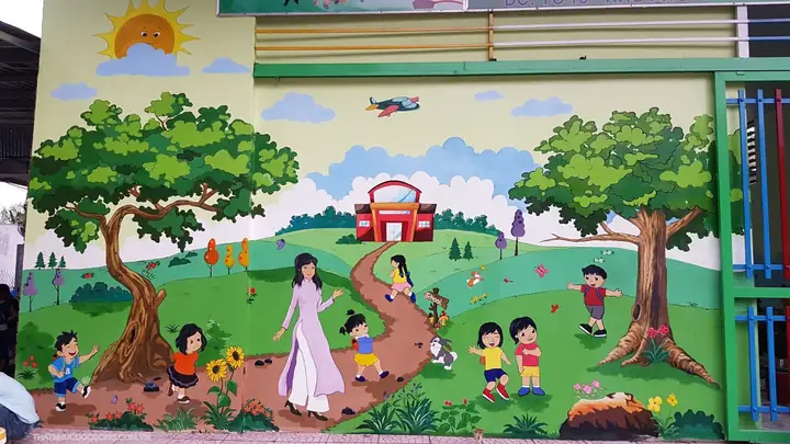 Hình Ảnh Cho Tranh Vẽ Ngôi Trường Mầm Non Của Bé: