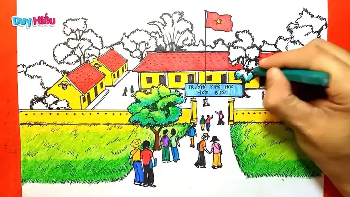 Hình Ảnh Cho Tranh Vẽ Ngôi Trường Mầm Non Của Bé: