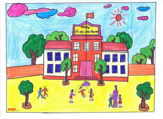 Hình Ảnh Cho Tranh Vẽ Ngôi Trường Mầm Non Của Bé: