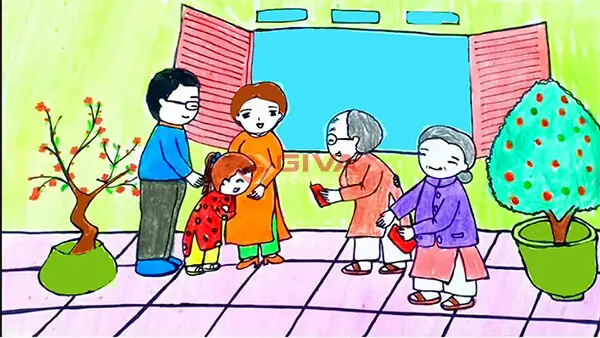 Tranh Đề Tài Tết Quê Em