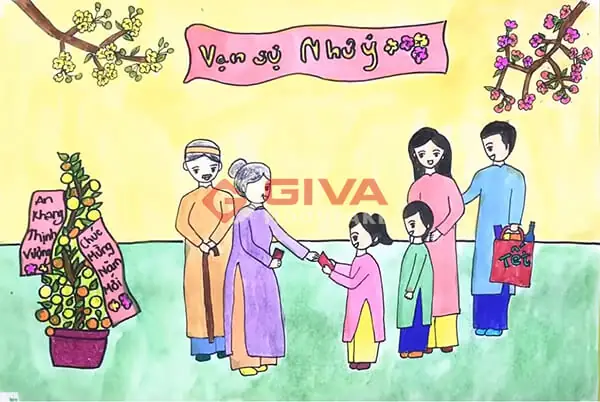 Tranh Đề Tài Tết Quê Em