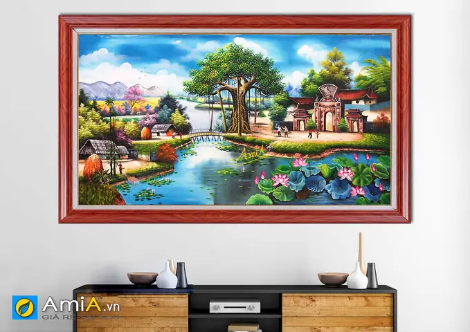2/ Tranh Phong Cảnh Đầm Sen, Hồ Súng Làng Quê