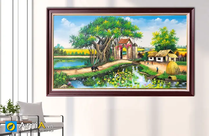 2/ Tranh Phong Cảnh Đầm Sen, Hồ Súng Làng Quê