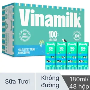 Thùng 48 Hộp Sữa Tươi Vinamilk Ko Đường 180ml Bách Hoá Xanh