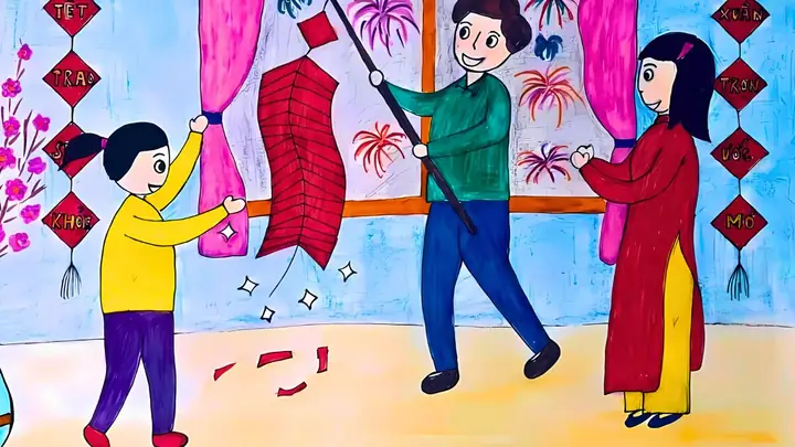 Tranh Gia Đình Ngày Tết