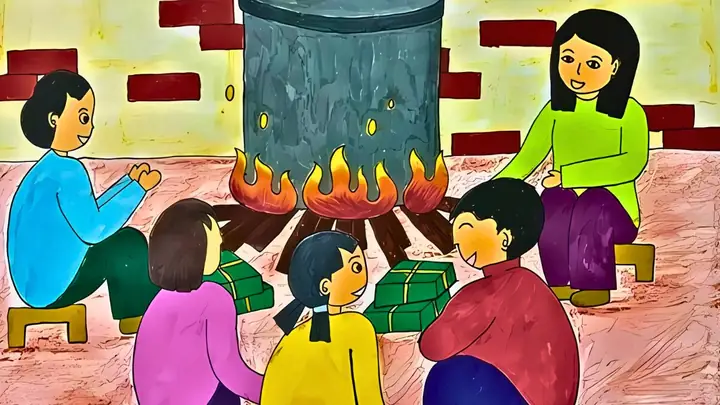 Tranh Gia Đình Ngày Tết