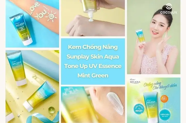 Kem Chống Nắng Sunplay Skin Aqua Tone Up Uv Essence Mint Green Hiệu Chỉnh Tông Da 50g
