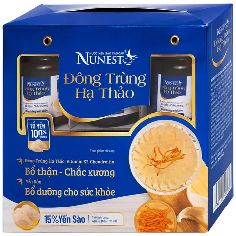 Nước Yến Sào Cao Cấp Đông Trùng Hạ Thảo 15% (6 Lọ X 70ml) Nước Yến Sào Cao Cấp Đông Trùng Hạ Thảo 15% (6 Lọ X 70ml)