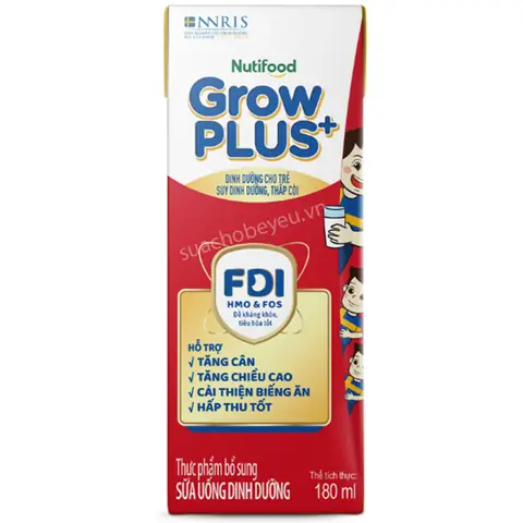 Sữa Bột Pha Sẵn Nuti Grow Plus + Màu Đỏ Hộp 180ml ...