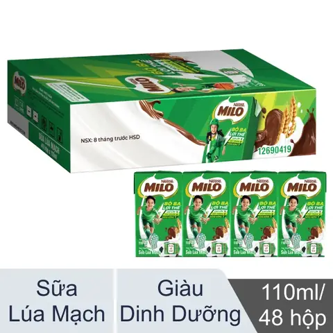 Thùng 48 Hộp Sữa Lúa Mạch Milo 110ml