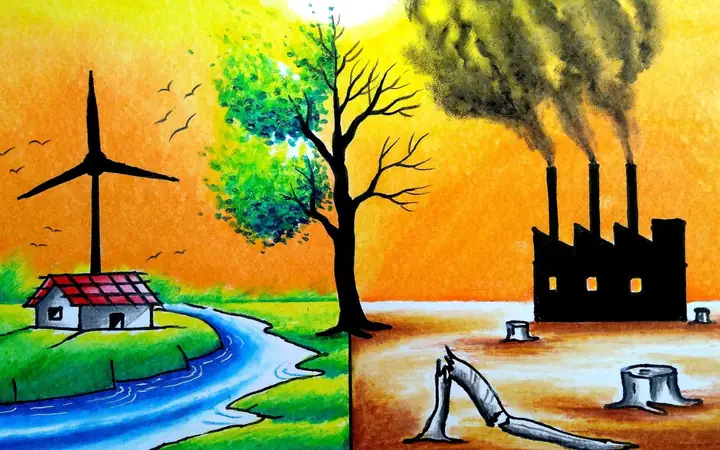 Mẫu Vẽ Tranh Ô Nhiễm Chủ Đề Bảo Vệ Môi Trường