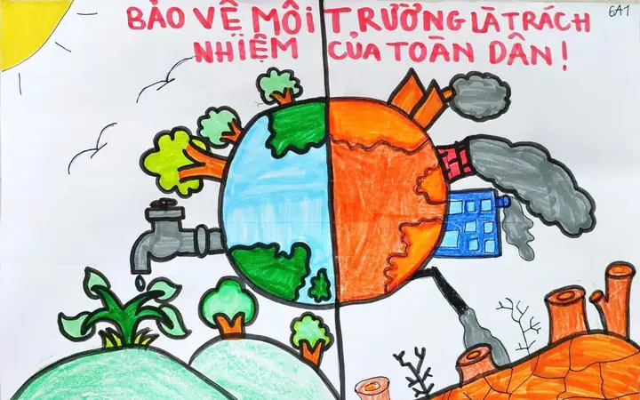 Mẫu Vẽ Tranh Cổ Động Bảo Vệ Môi Trường