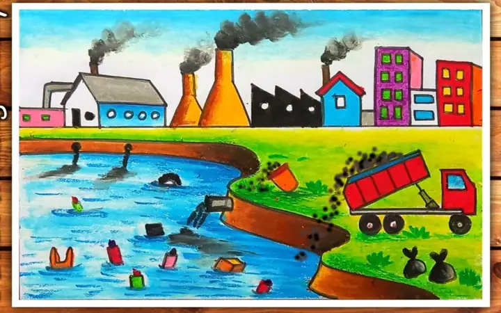 Mẫu Vẽ Tranh Ô Nhiễm Chủ Đề Bảo Vệ Môi Trường