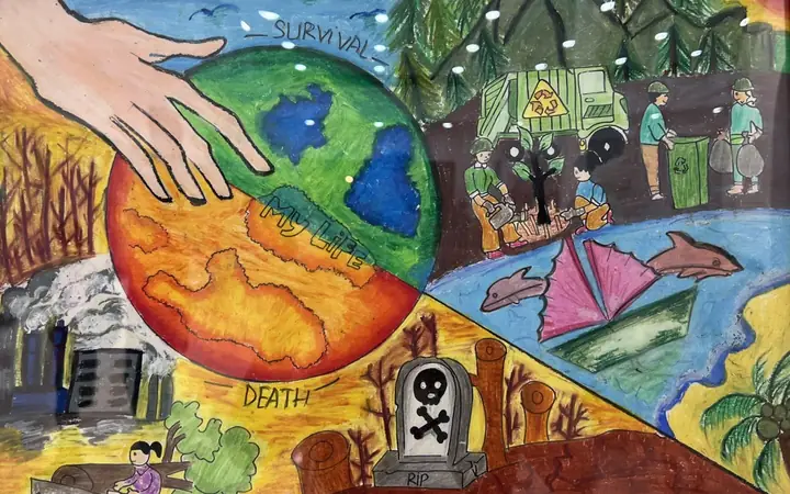 Mẫu Vẽ Tranh Ô Nhiễm Chủ Đề Bảo Vệ Môi Trường