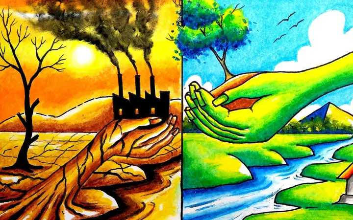 Mẫu Vẽ Tranh Ô Nhiễm Chủ Đề Bảo Vệ Môi Trường