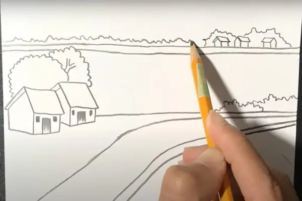 Vẽ Tranh Phong Cảnh Làng Quê Bằng Bút Chì- Cách 1